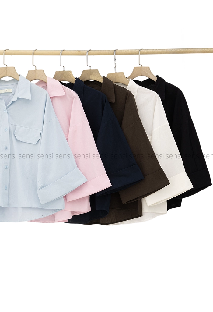 شومیز لینن جیب نما کد1005359